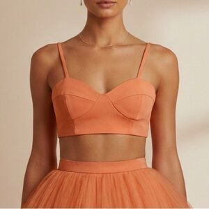 JOHN PAUL ATAKER Structured Sweetheart Bustier Crop Top in Apricot